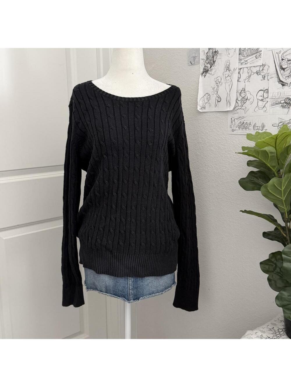 St. John's Bay black cable knit sweater
